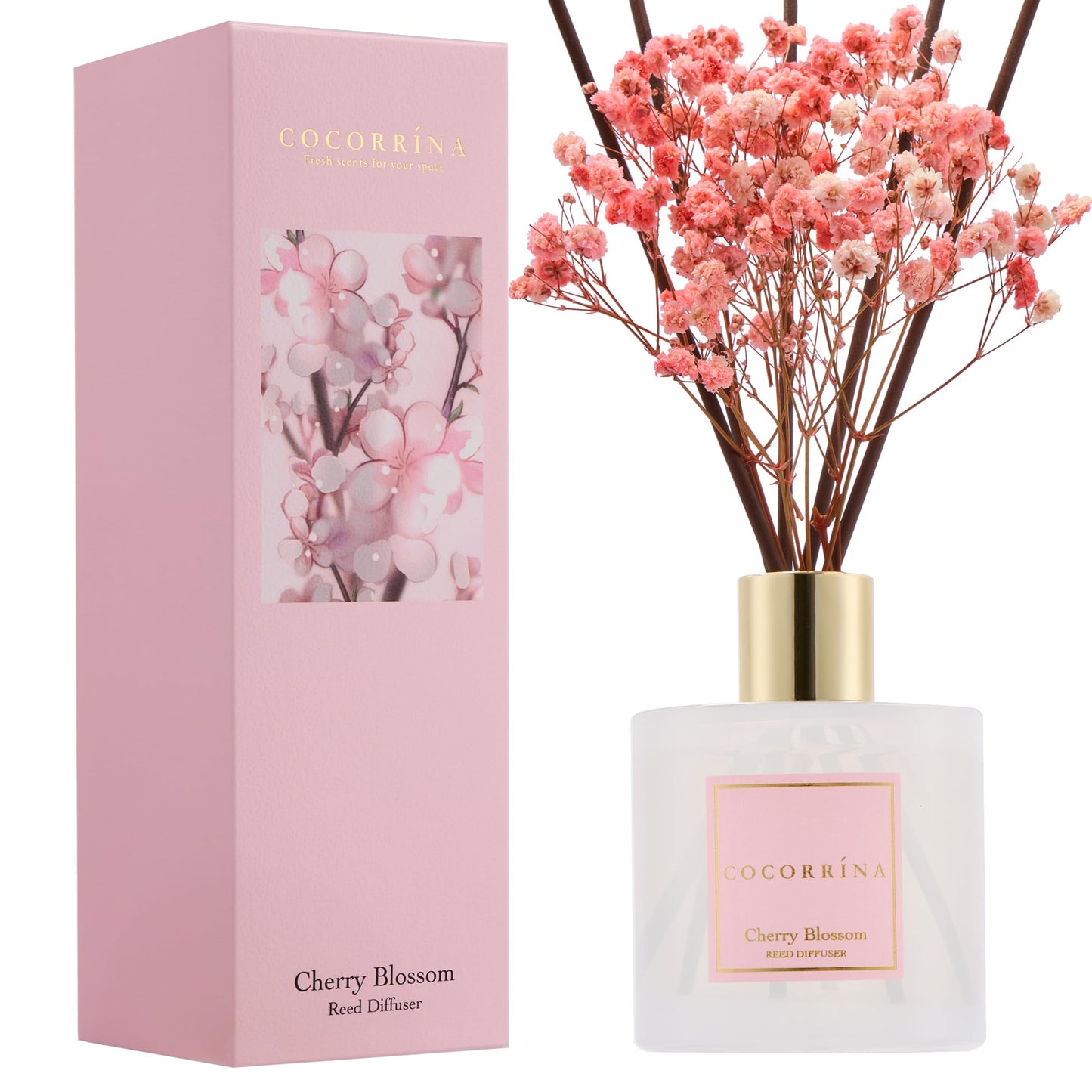 COCORRÍNA Reed Diffuser - Cashmere Vanilla 6.7 fl oz Reed Diffuser for Bedroom Bathroom Home Décor