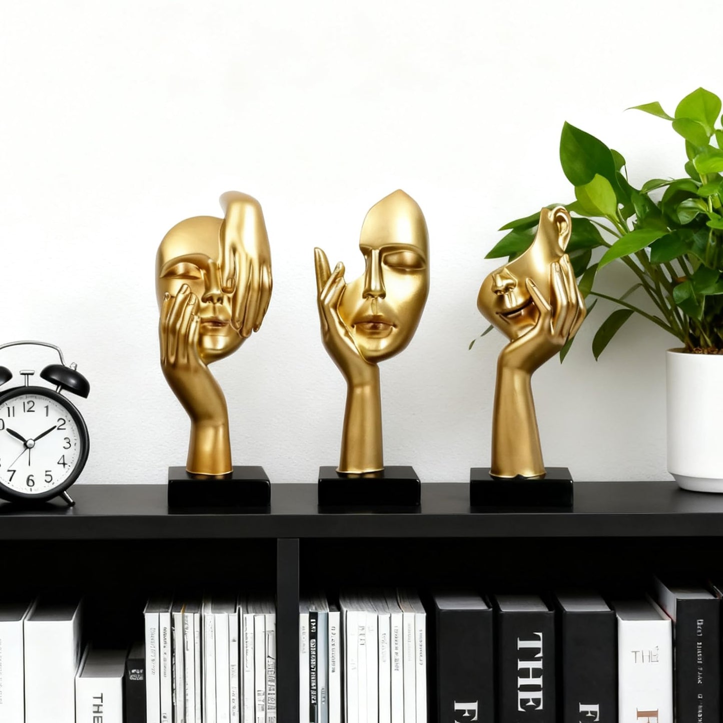 3 Pcs Thinker Statue,Modern Home Resin Sculptures,Collectible Figurines for Home Office Bookshelf Desktop Decor(Sandstone)