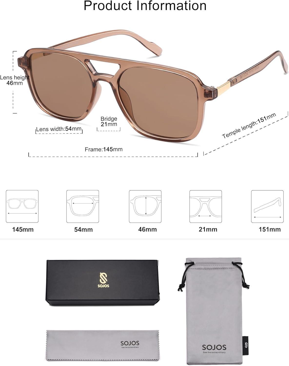 SOJOS Retro Aviator Sunglasses for Women Men,Trendy Rectangle Womens Mens Shades Sun Glasses SJ2202