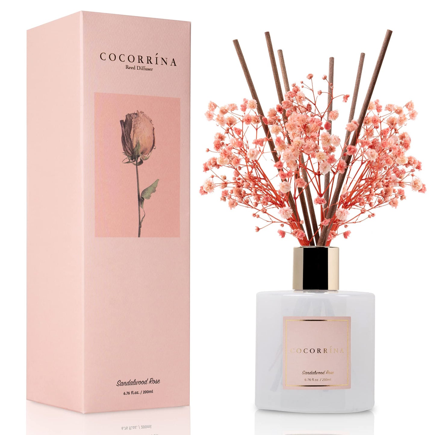 COCORRÍNA Reed Diffuser - Cashmere Vanilla 6.7 fl oz Reed Diffuser for Bedroom Bathroom Home Décor