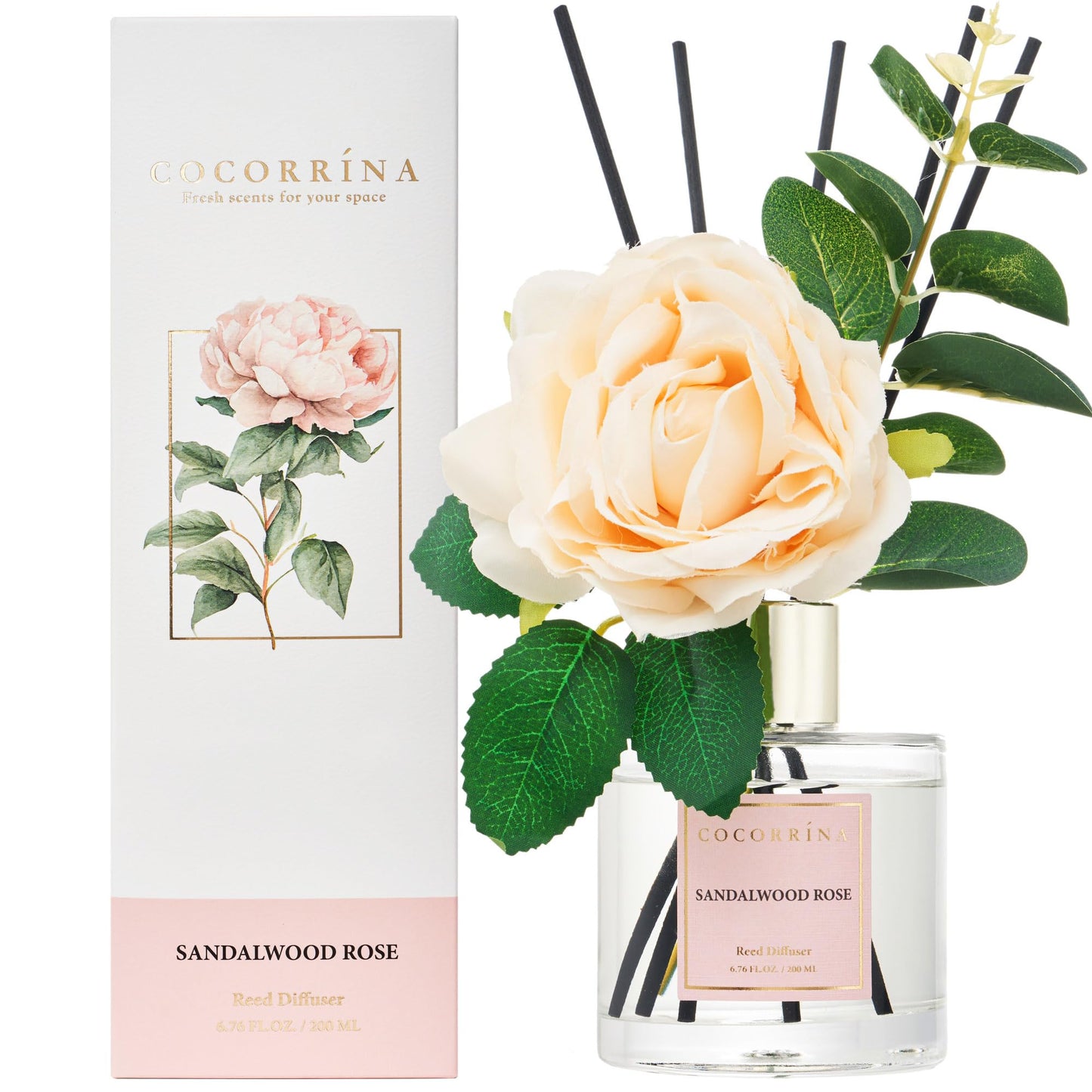 COCORRÍNA Reed Diffuser - Cashmere Vanilla 6.7 fl oz Reed Diffuser for Bedroom Bathroom Home Décor