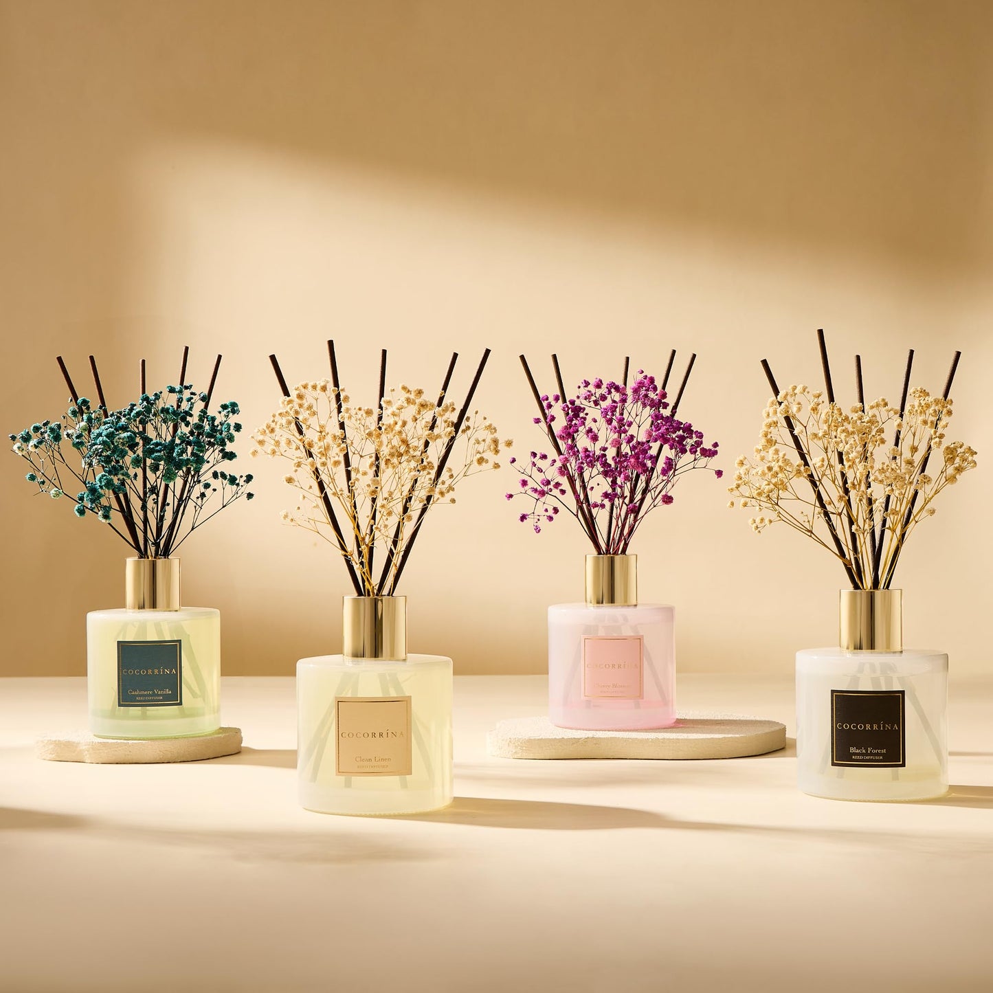 COCORRÍNA Reed Diffuser - Cashmere Vanilla 6.7 fl oz Reed Diffuser for Bedroom Bathroom Home Décor