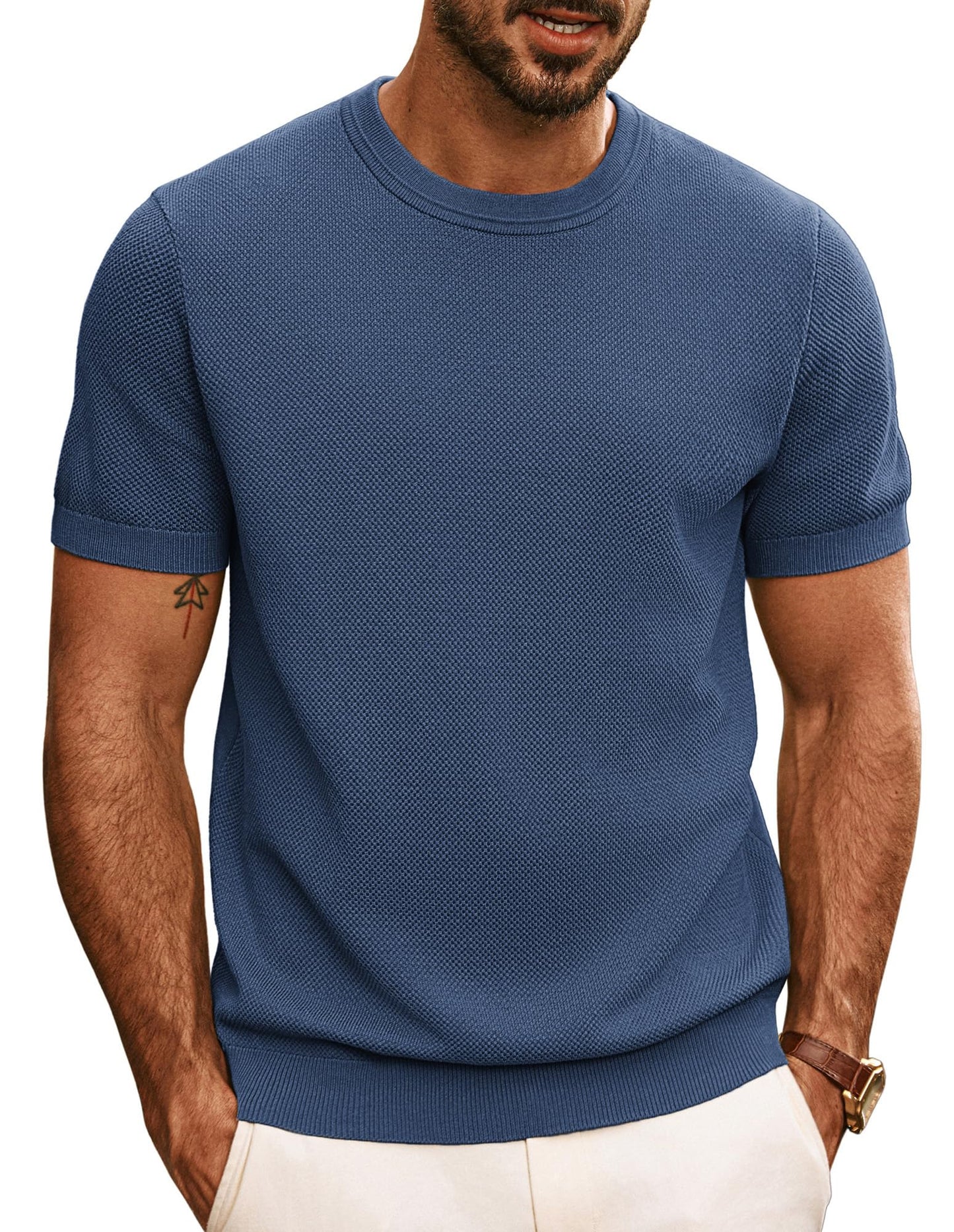 PJ PAUL JONES Mens Casual T-Shirts Classic Short Sleeve Knit Tees Crewneck Solid Tee Shirts
