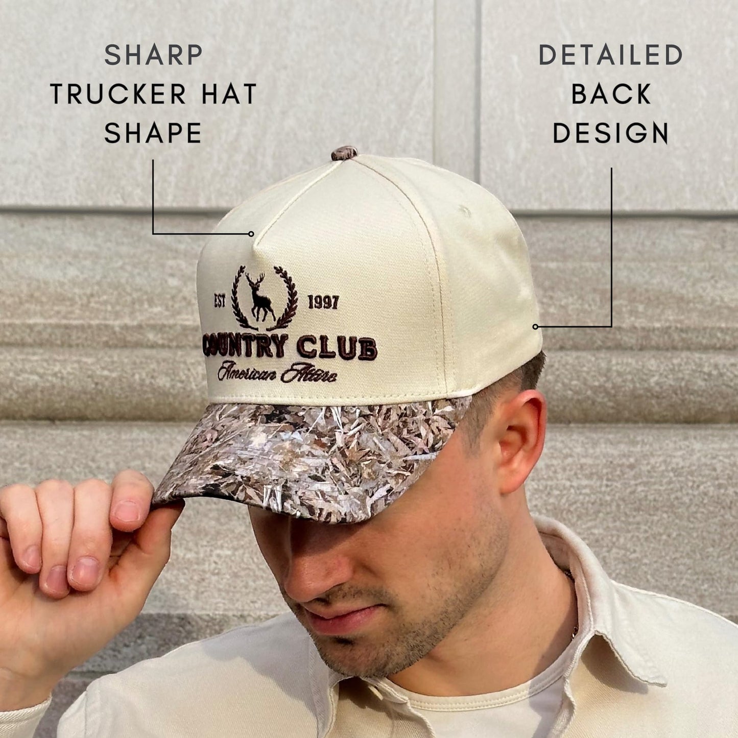 Vintage Western Trucker Hat | Men & Women | Country Cute Caps for Cowgirls Cowboys | Camo Denim Embroidered Cotton | Snapback