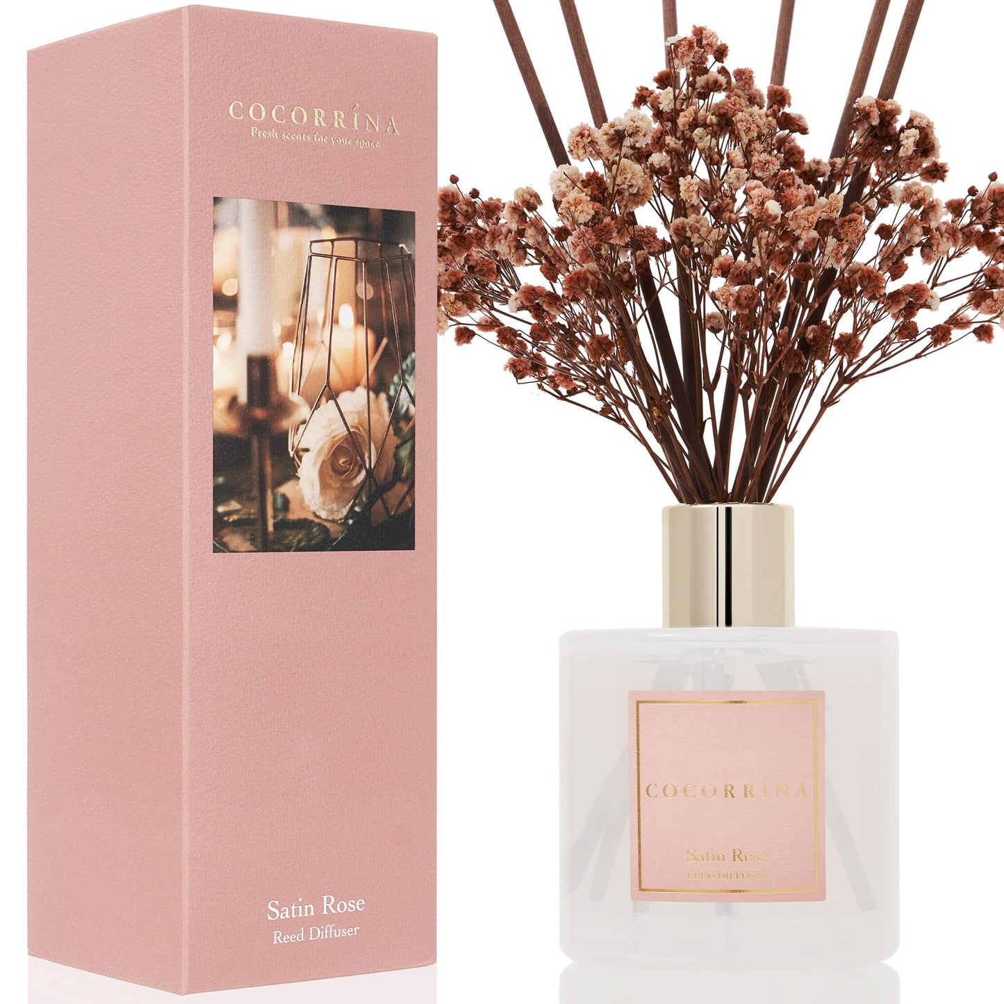 COCORRÍNA Reed Diffuser - Cashmere Vanilla 6.7 fl oz Reed Diffuser for Bedroom Bathroom Home Décor