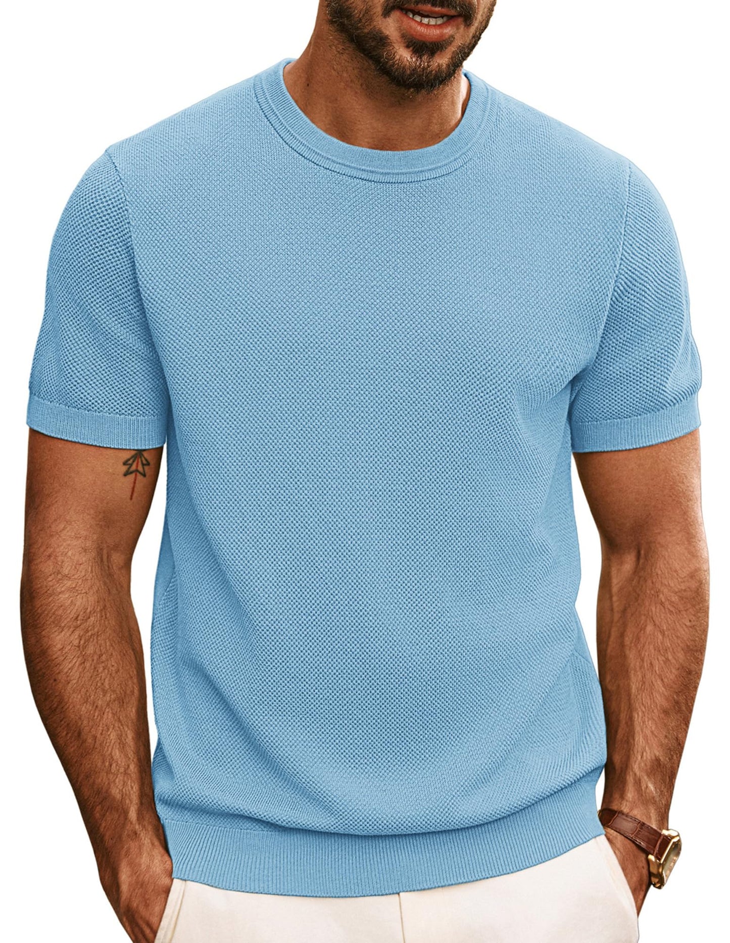 PJ PAUL JONES Mens Casual T-Shirts Classic Short Sleeve Knit Tees Crewneck Solid Tee Shirts