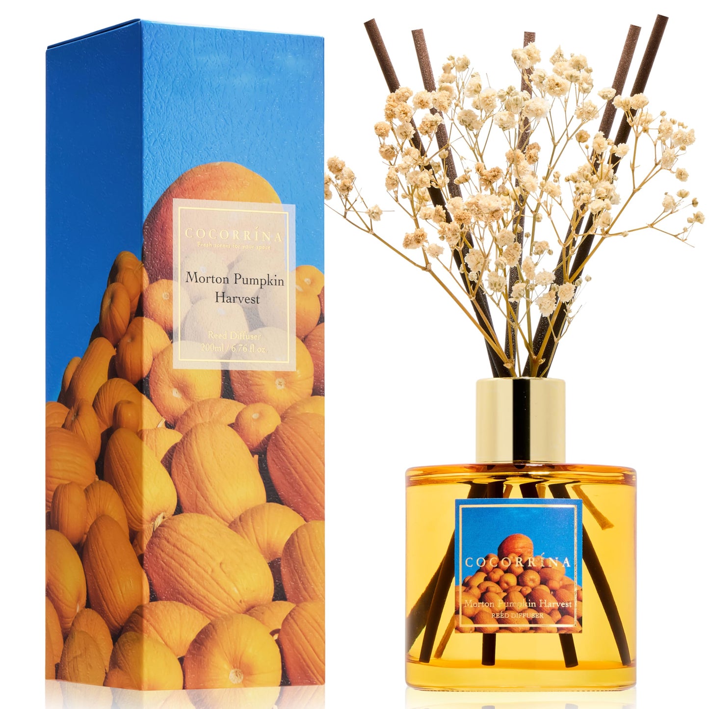 COCORRÍNA Reed Diffuser - Cashmere Vanilla 6.7 fl oz Reed Diffuser for Bedroom Bathroom Home Décor