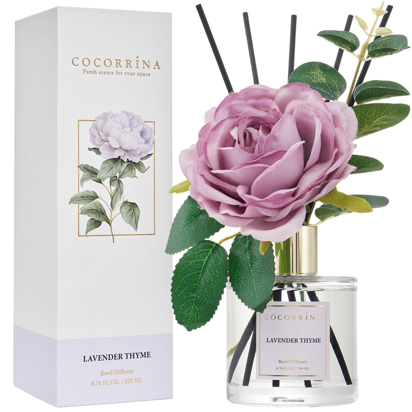 COCORRÍNA Reed Diffuser - Cashmere Vanilla 6.7 fl oz Reed Diffuser for Bedroom Bathroom Home Décor