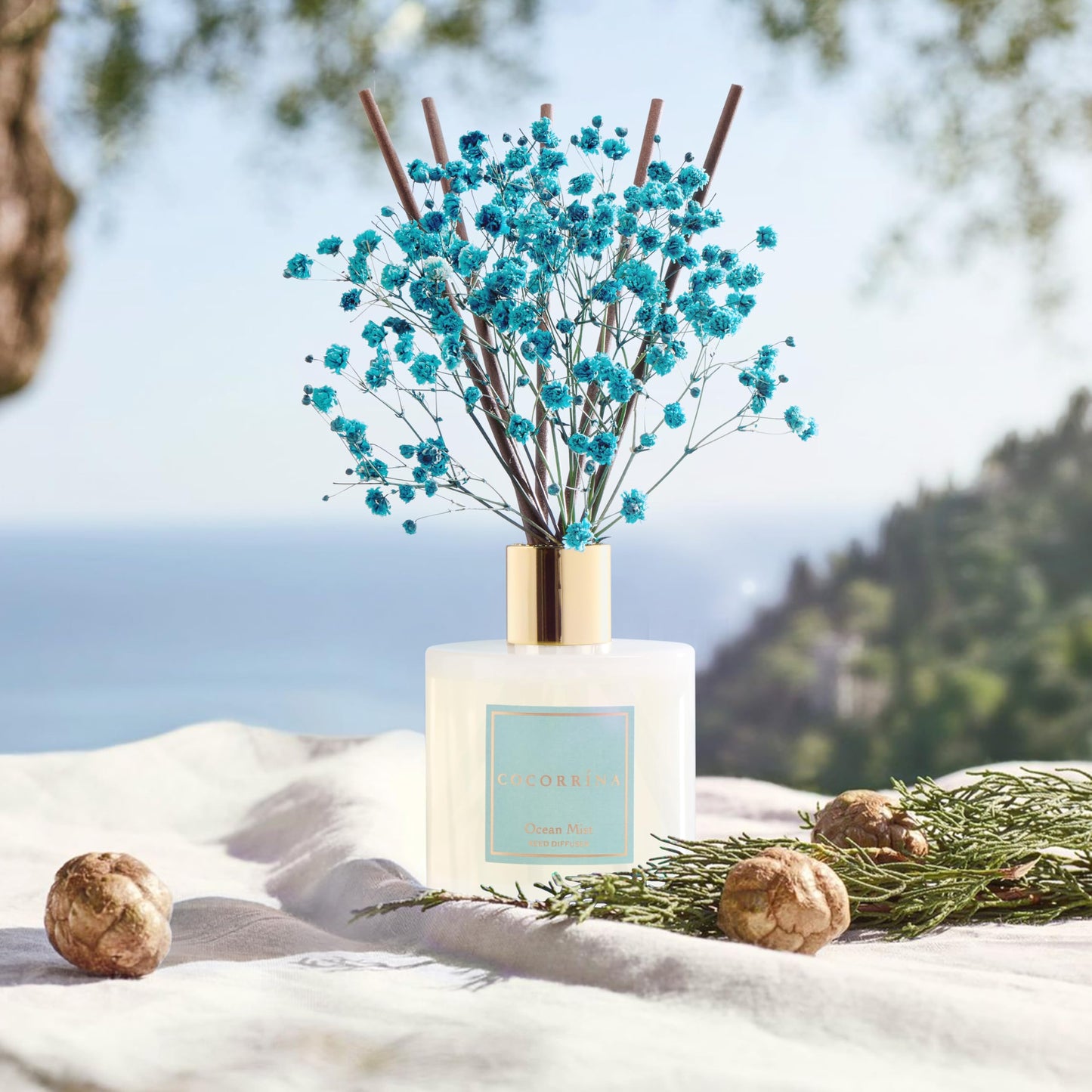 COCORRÍNA Reed Diffuser - Cashmere Vanilla 6.7 fl oz Reed Diffuser for Bedroom Bathroom Home Décor