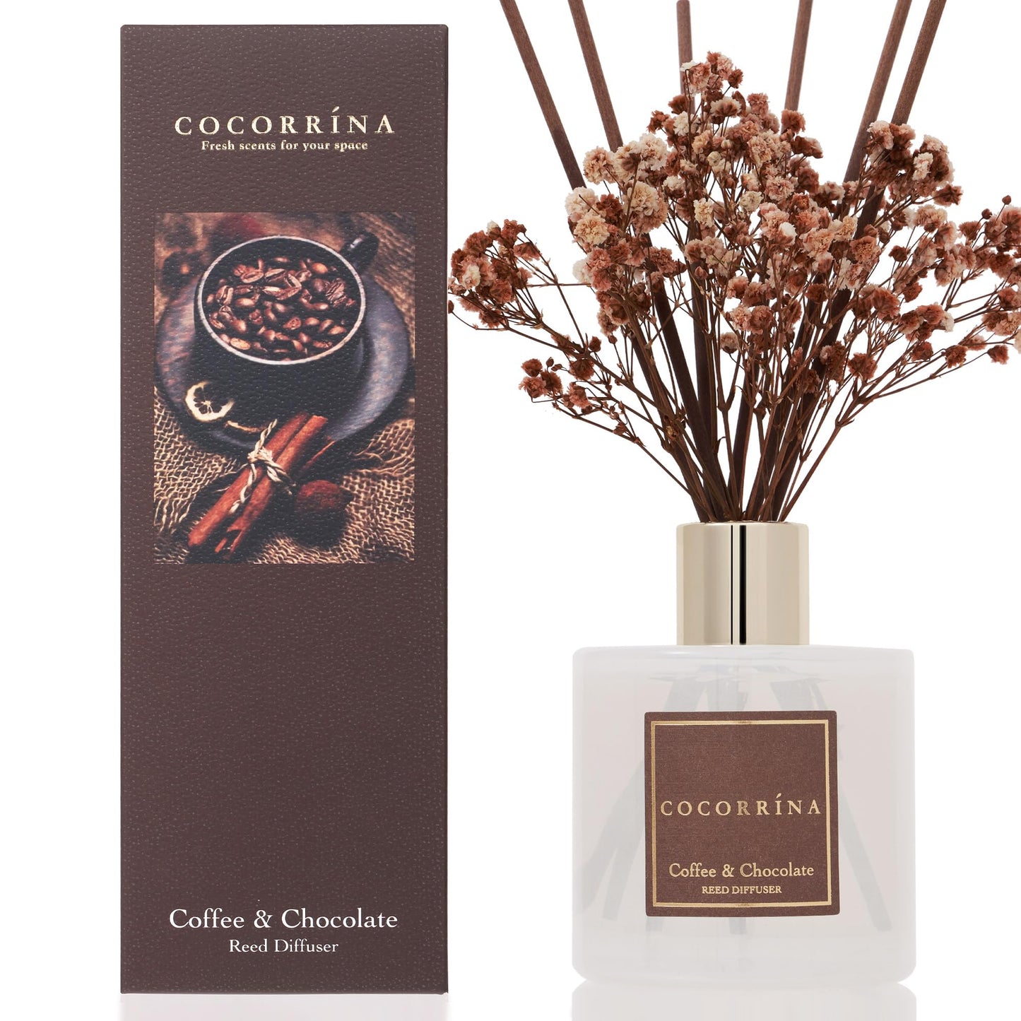 COCORRÍNA Reed Diffuser - Cashmere Vanilla 6.7 fl oz Reed Diffuser for Bedroom Bathroom Home Décor
