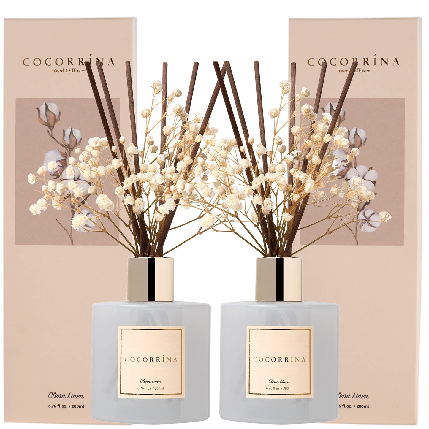 COCORRÍNA Reed Diffuser - Cashmere Vanilla 6.7 fl oz Reed Diffuser for Bedroom Bathroom Home Décor