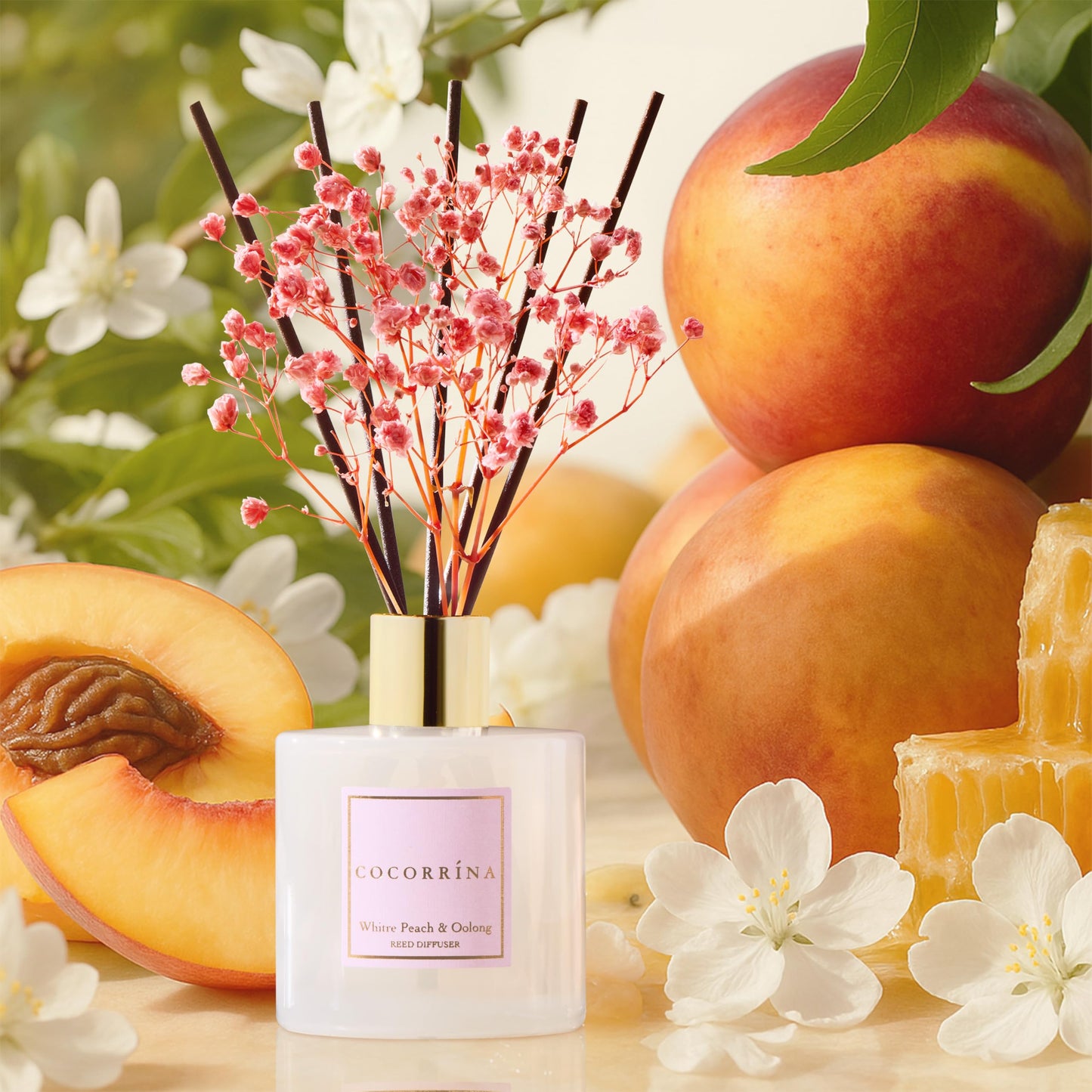 COCORRÍNA Reed Diffuser - Cashmere Vanilla 6.7 fl oz Reed Diffuser for Bedroom Bathroom Home Décor