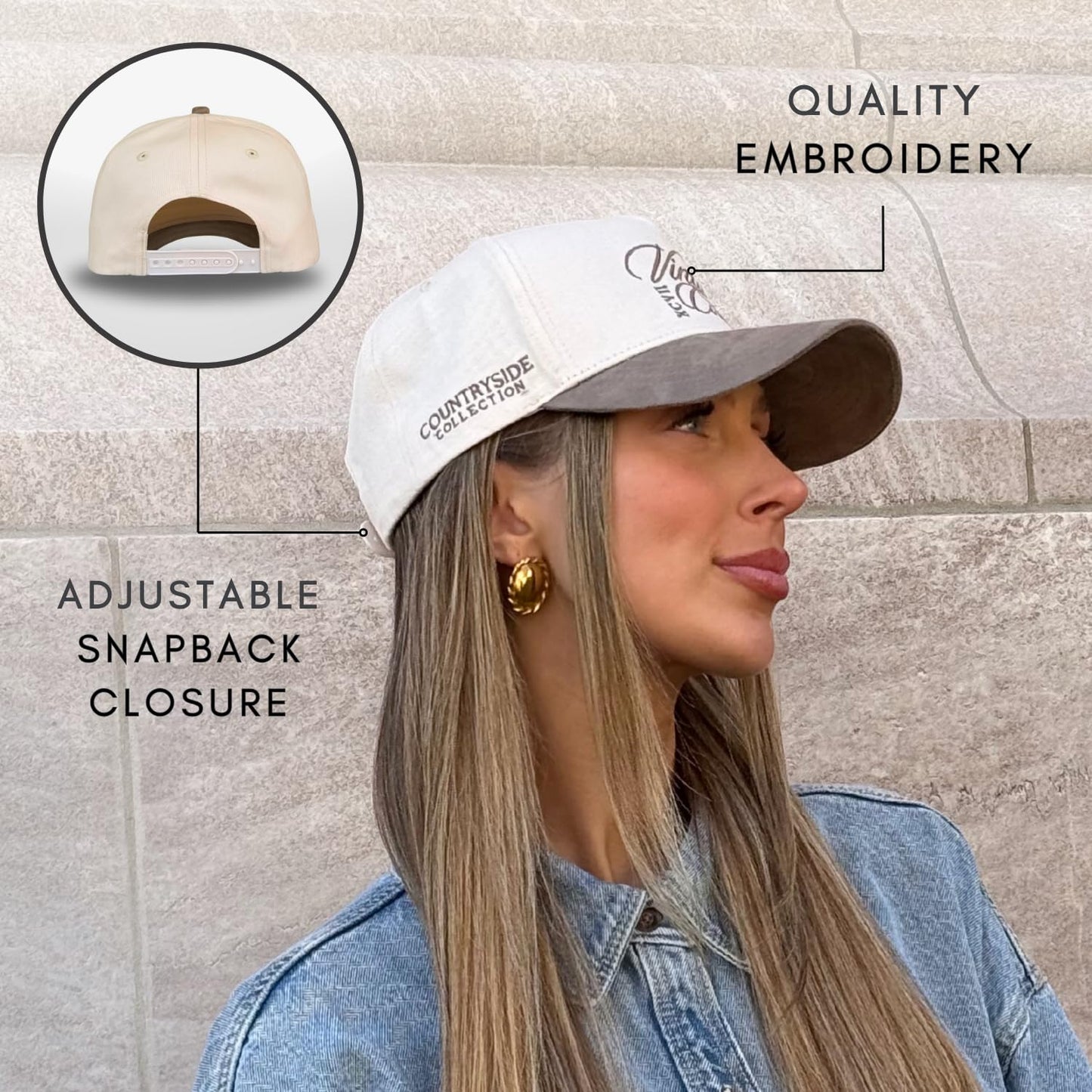 Vintage Western Trucker Hat | Men & Women | Country Cute Caps for Cowgirls Cowboys | Camo Denim Embroidered Cotton | Snapback