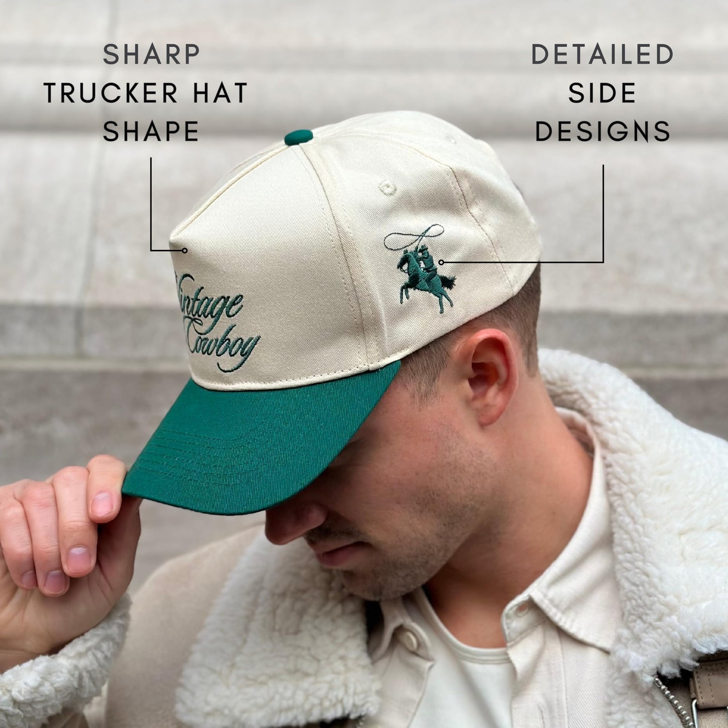 Vintage Western Trucker Hat | Men & Women | Country Cute Caps for Cowgirls Cowboys | Camo Denim Embroidered Cotton | Snapback