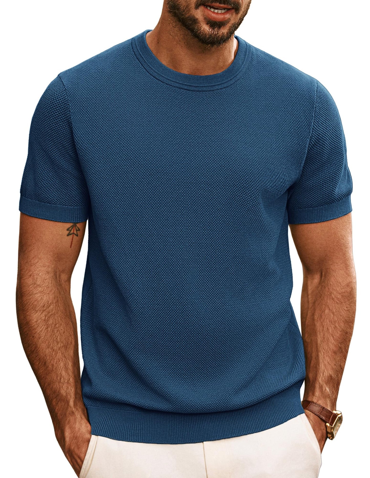 PJ PAUL JONES Mens Casual T-Shirts Classic Short Sleeve Knit Tees Crewneck Solid Tee Shirts