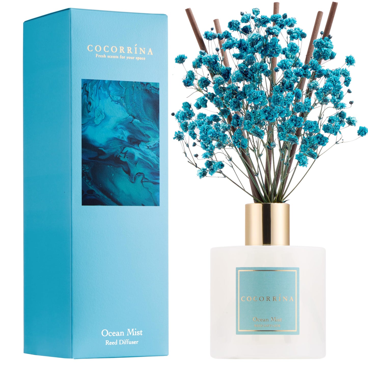 COCORRÍNA Reed Diffuser - Cashmere Vanilla 6.7 fl oz Reed Diffuser for Bedroom Bathroom Home Décor