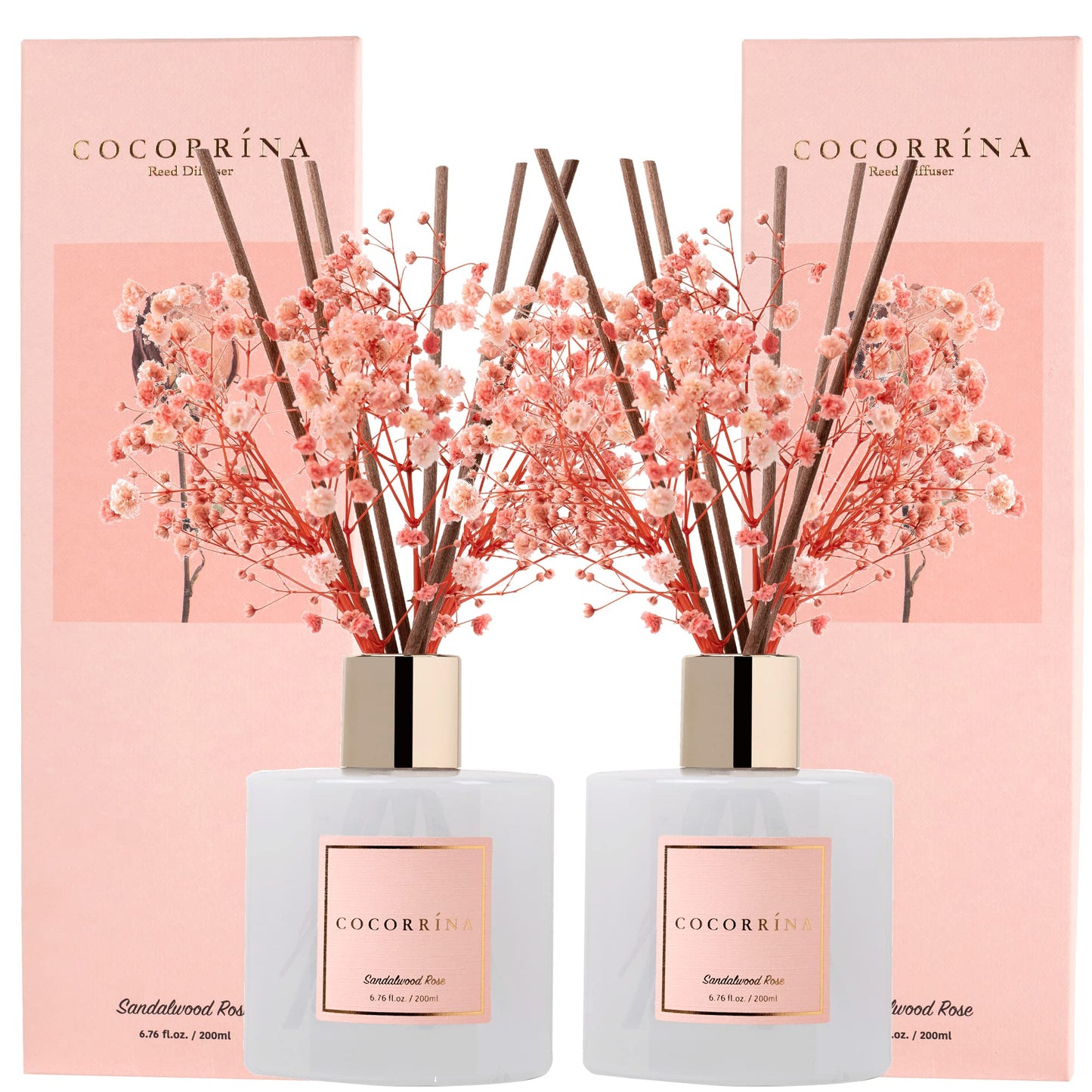 COCORRÍNA Reed Diffuser - Cashmere Vanilla 6.7 fl oz Reed Diffuser for Bedroom Bathroom Home Décor