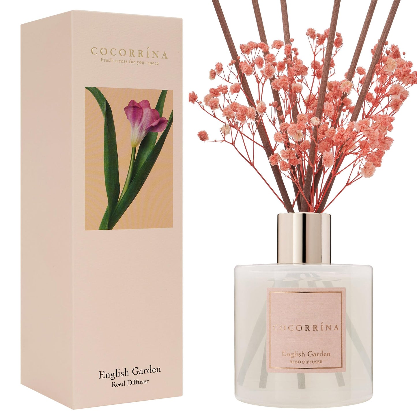 COCORRÍNA Reed Diffuser - Cashmere Vanilla 6.7 fl oz Reed Diffuser for Bedroom Bathroom Home Décor