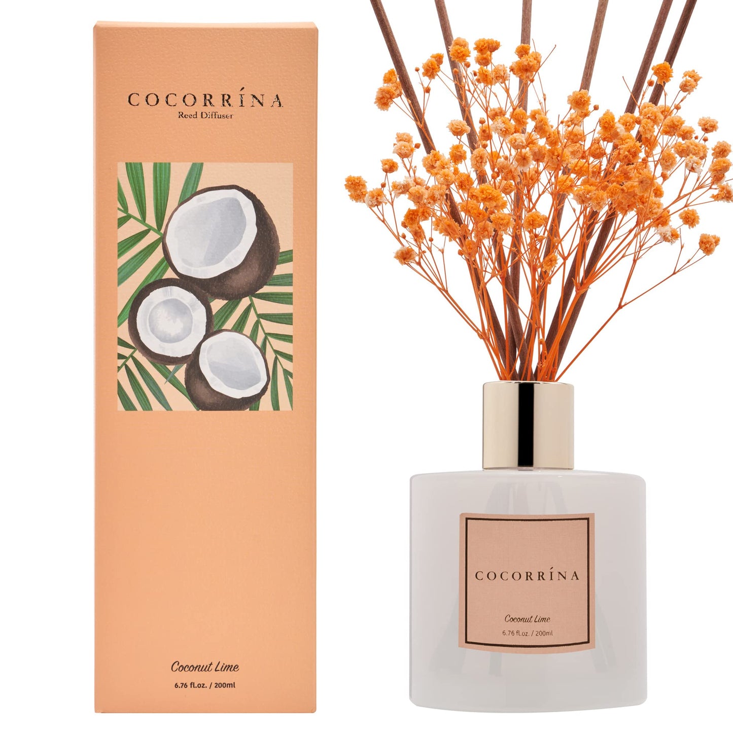 COCORRÍNA Reed Diffuser - Cashmere Vanilla 6.7 fl oz Reed Diffuser for Bedroom Bathroom Home Décor