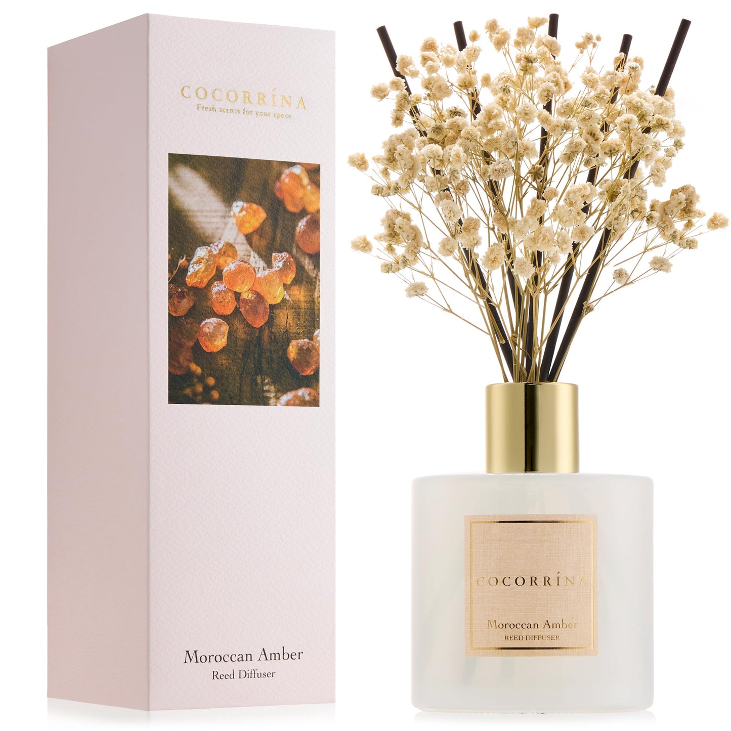 COCORRÍNA Reed Diffuser - Cashmere Vanilla 6.7 fl oz Reed Diffuser for Bedroom Bathroom Home Décor