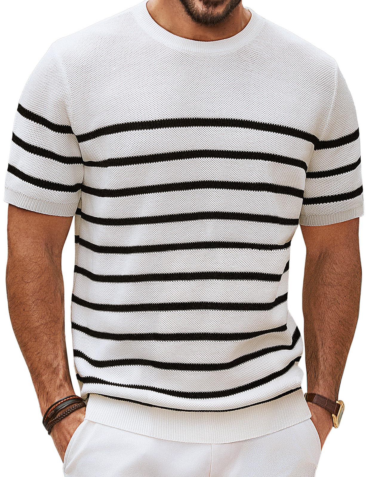 PJ PAUL JONES Mens Casual T-Shirts Classic Short Sleeve Knit Tees Crewneck Solid Tee Shirts