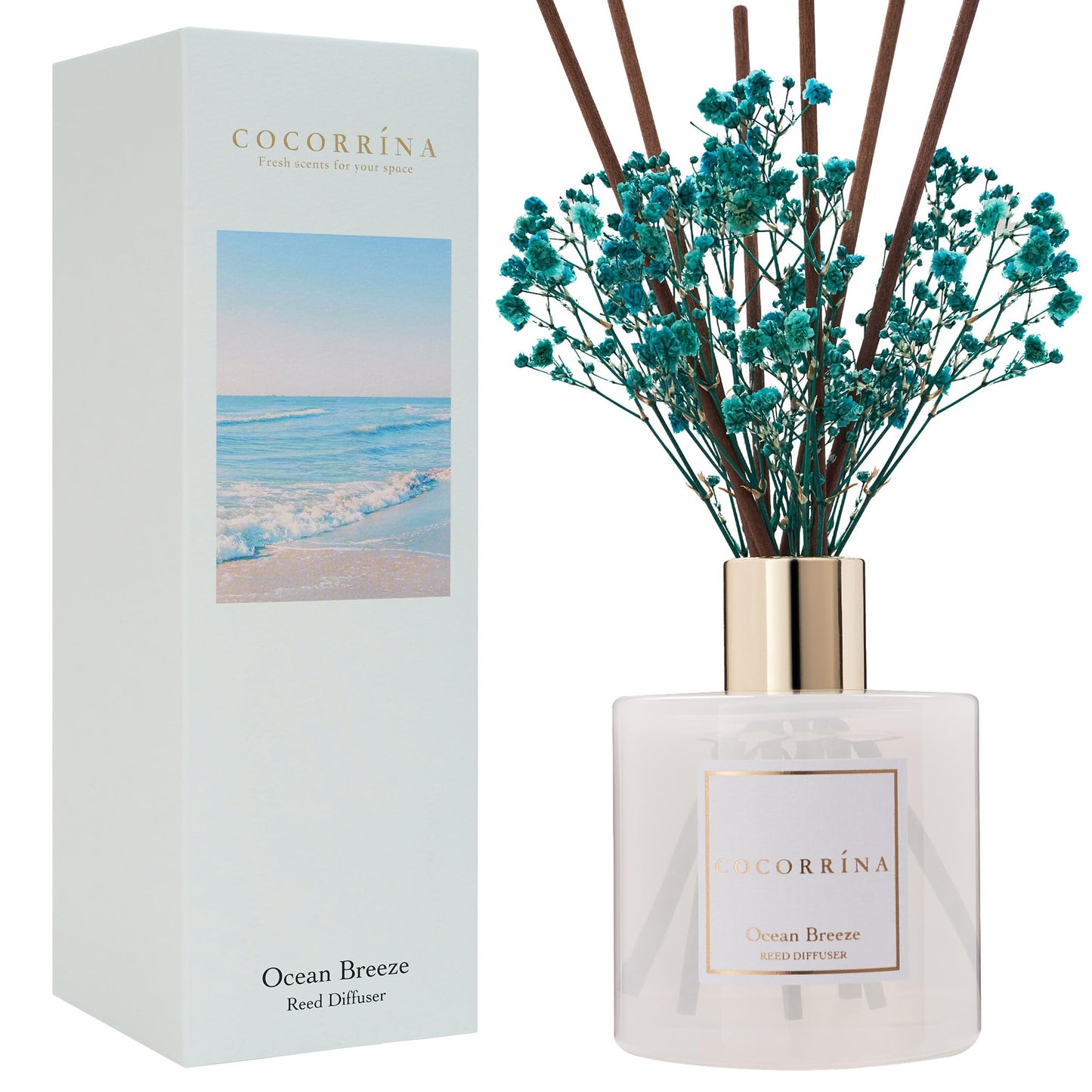 COCORRÍNA Reed Diffuser - Cashmere Vanilla 6.7 fl oz Reed Diffuser for Bedroom Bathroom Home Décor