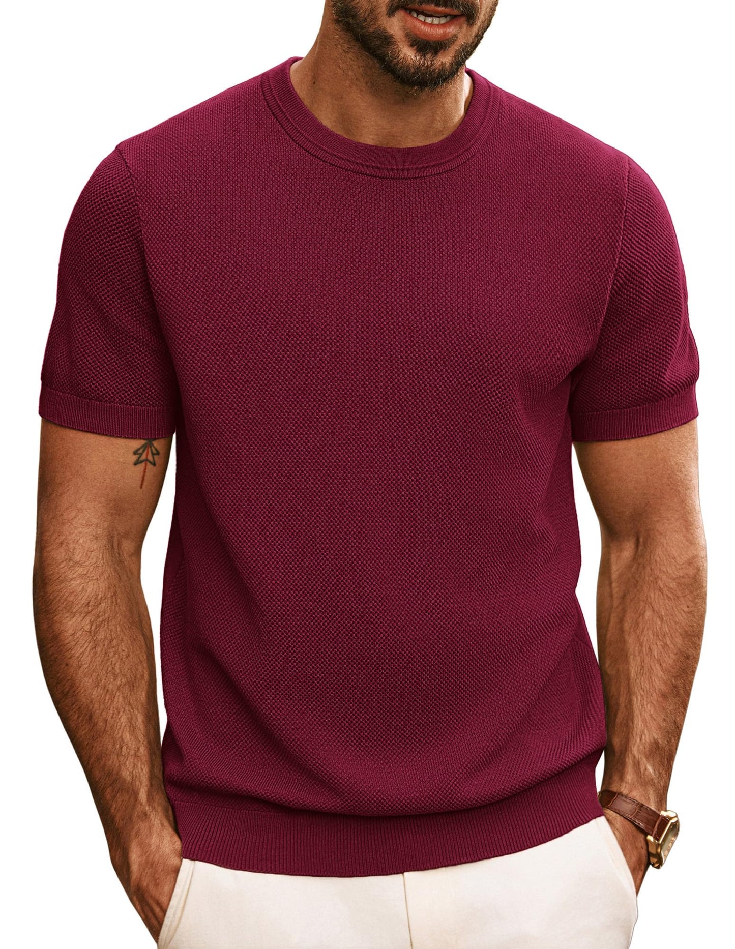 PJ PAUL JONES Mens Casual T-Shirts Classic Short Sleeve Knit Tees Crewneck Solid Tee Shirts