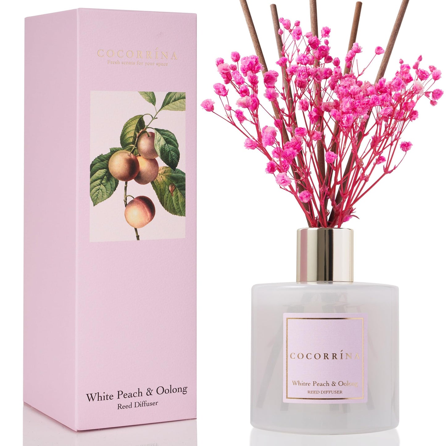 COCORRÍNA Reed Diffuser - Cashmere Vanilla 6.7 fl oz Reed Diffuser for Bedroom Bathroom Home Décor