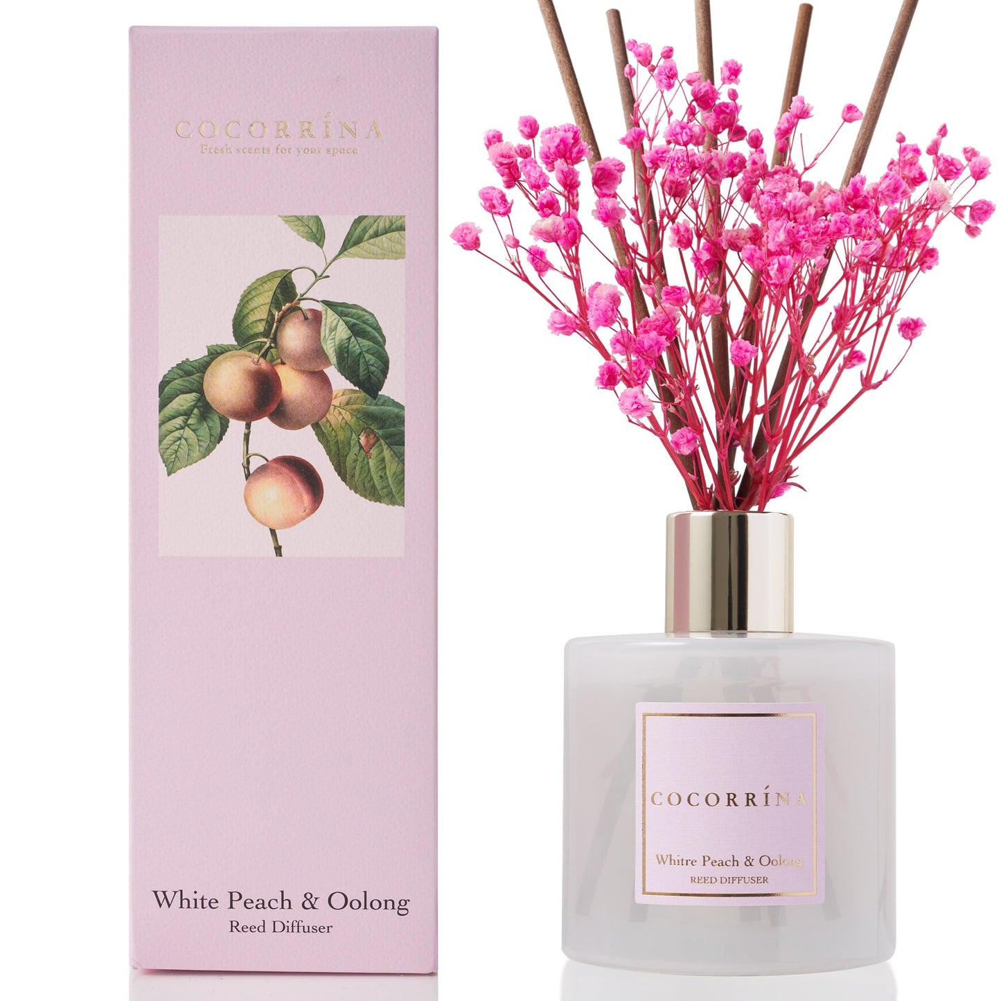 COCORRÍNA Reed Diffuser - Cashmere Vanilla 6.7 fl oz Reed Diffuser for Bedroom Bathroom Home Décor