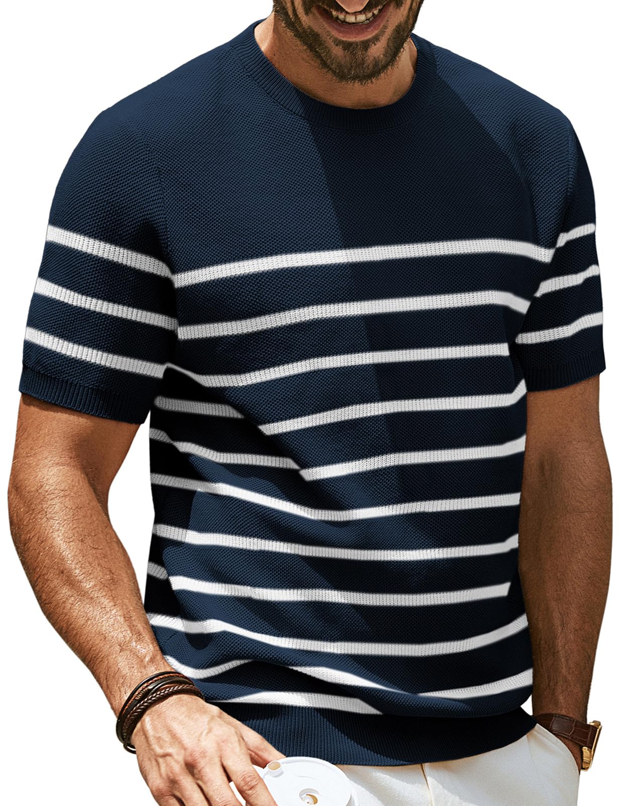 PJ PAUL JONES Mens Casual T-Shirts Classic Short Sleeve Knit Tees Crewneck Solid Tee Shirts