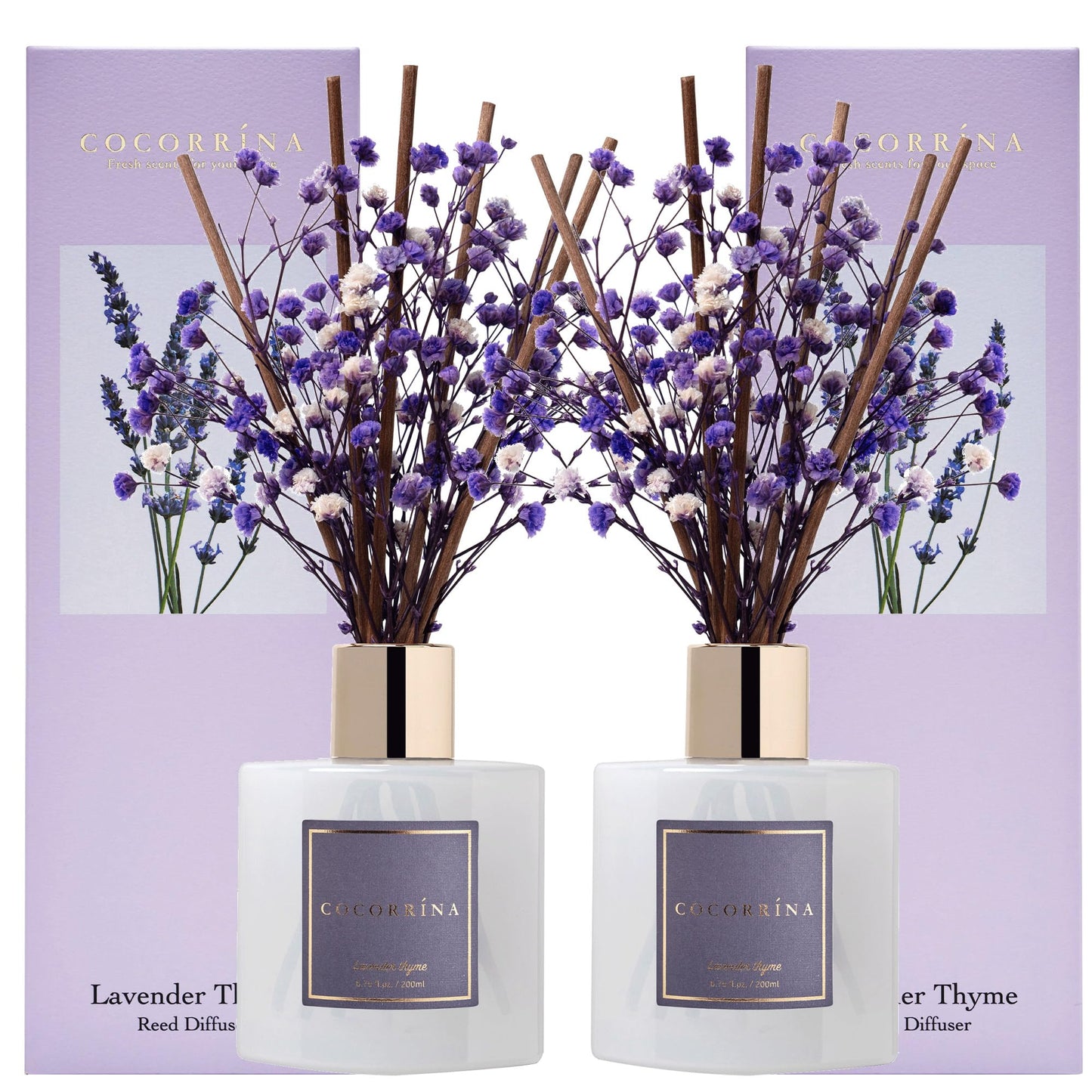 COCORRÍNA Reed Diffuser - Cashmere Vanilla 6.7 fl oz Reed Diffuser for Bedroom Bathroom Home Décor