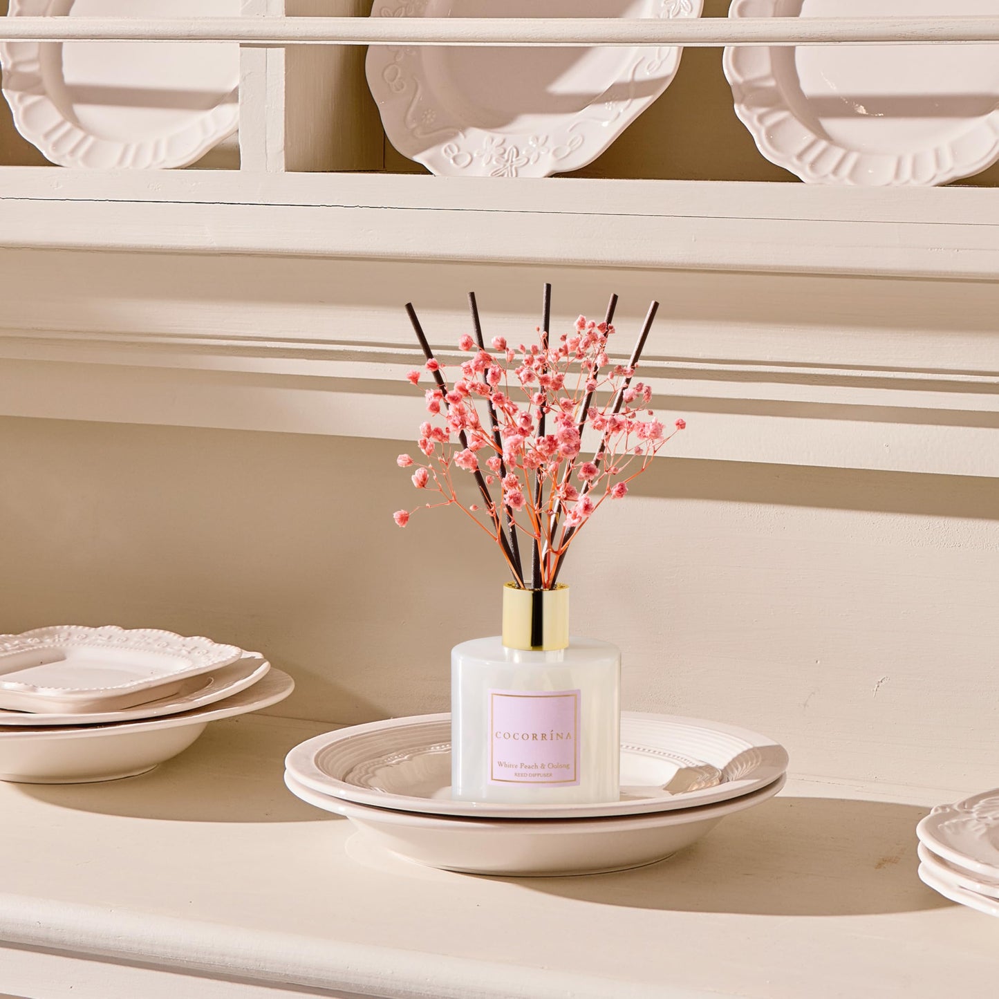 COCORRÍNA Reed Diffuser - Cashmere Vanilla 6.7 fl oz Reed Diffuser for Bedroom Bathroom Home Décor