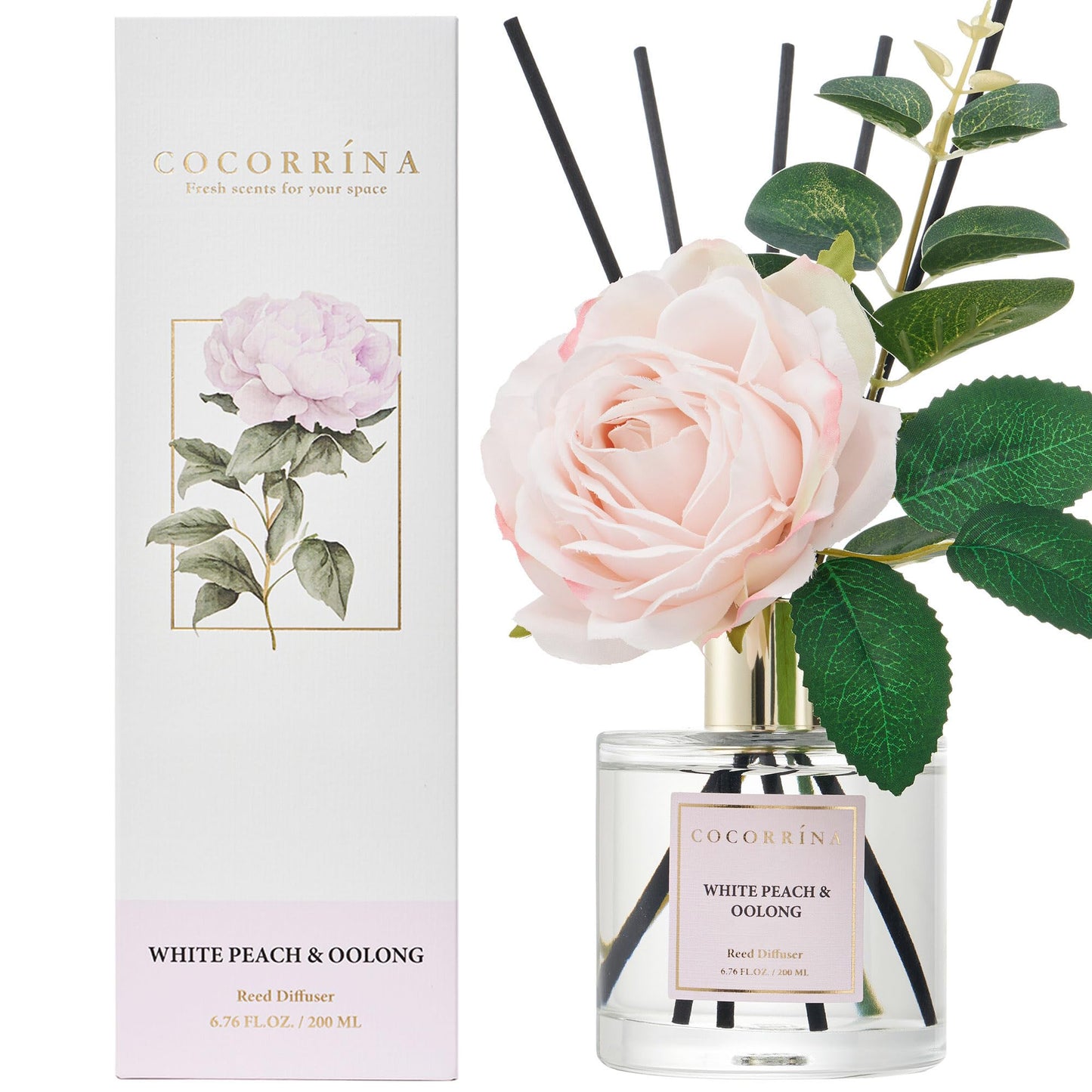 COCORRÍNA Reed Diffuser - Cashmere Vanilla 6.7 fl oz Reed Diffuser for Bedroom Bathroom Home Décor
