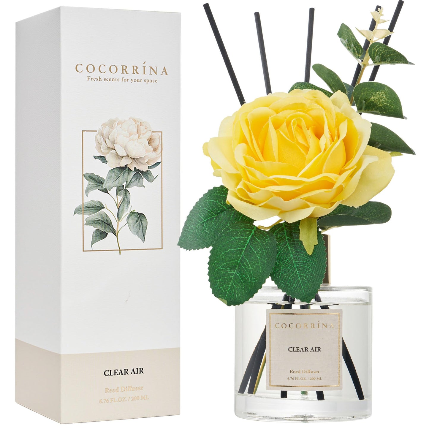 COCORRÍNA Reed Diffuser - Cashmere Vanilla 6.7 fl oz Reed Diffuser for Bedroom Bathroom Home Décor