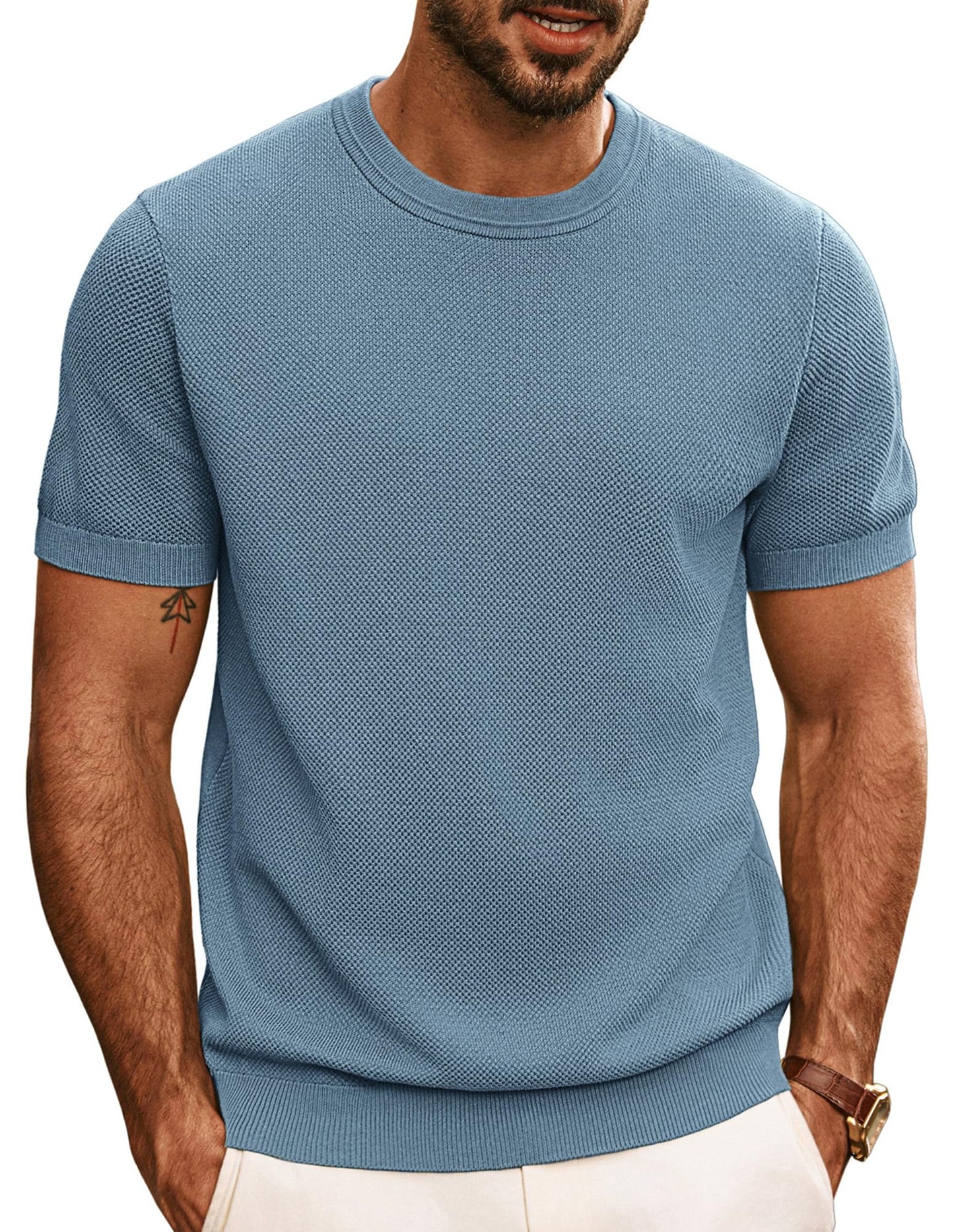 PJ PAUL JONES Mens Casual T-Shirts Classic Short Sleeve Knit Tees Crewneck Solid Tee Shirts