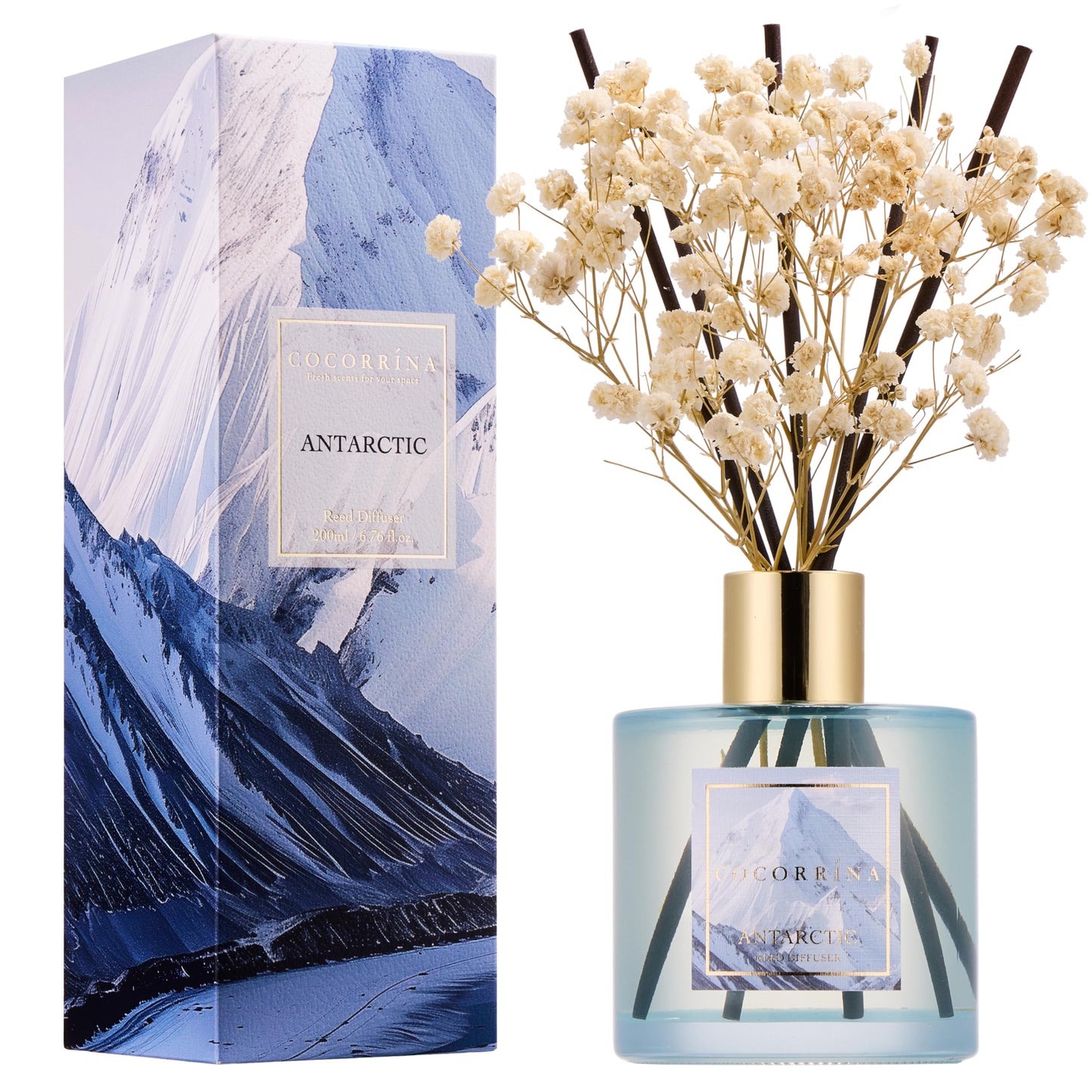 COCORRÍNA Reed Diffuser - Cashmere Vanilla 6.7 fl oz Reed Diffuser for Bedroom Bathroom Home Décor