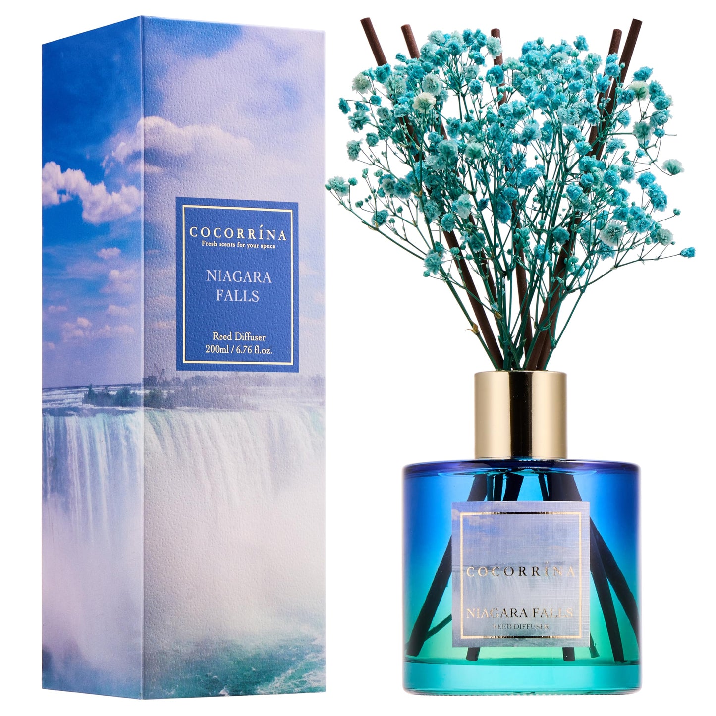 COCORRÍNA Reed Diffuser - Cashmere Vanilla 6.7 fl oz Reed Diffuser for Bedroom Bathroom Home Décor