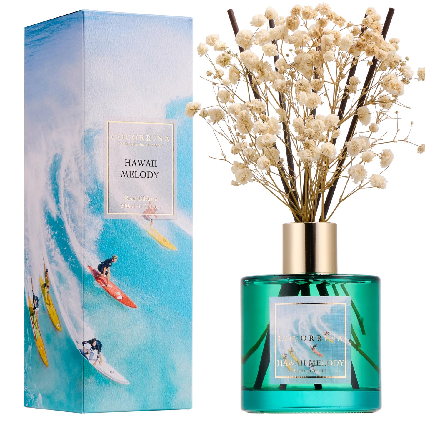 COCORRÍNA Reed Diffuser - Cashmere Vanilla 6.7 fl oz Reed Diffuser for Bedroom Bathroom Home Décor