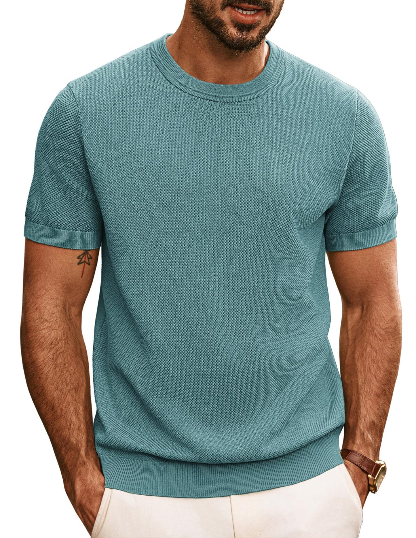 PJ PAUL JONES Mens Casual T-Shirts Classic Short Sleeve Knit Tees Crewneck Solid Tee Shirts