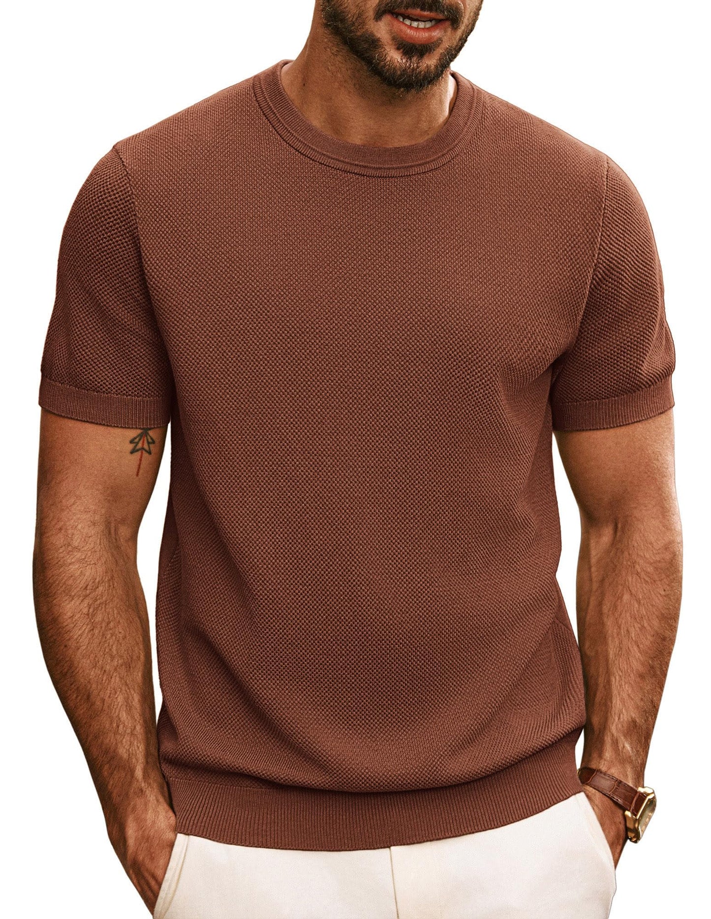 PJ PAUL JONES Mens Casual T-Shirts Classic Short Sleeve Knit Tees Crewneck Solid Tee Shirts