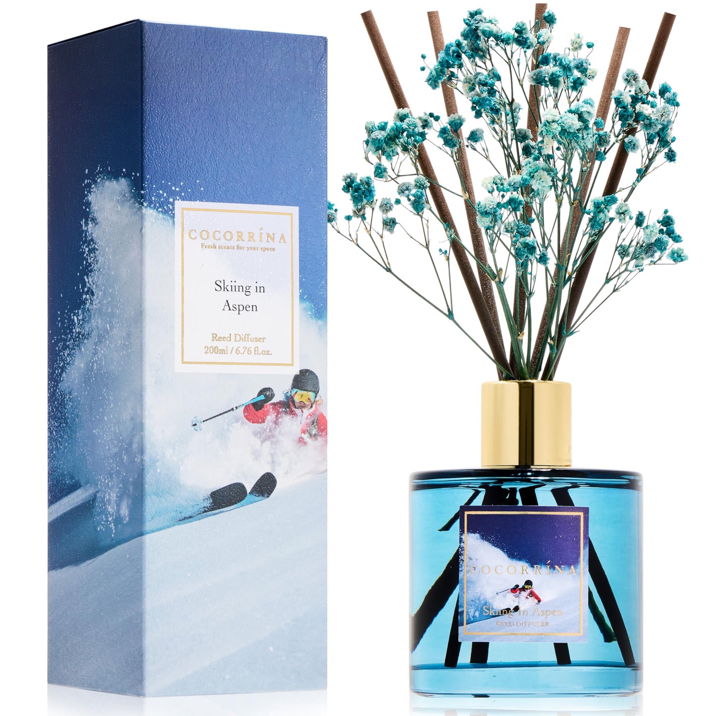 COCORRÍNA Reed Diffuser - Cashmere Vanilla 6.7 fl oz Reed Diffuser for Bedroom Bathroom Home Décor
